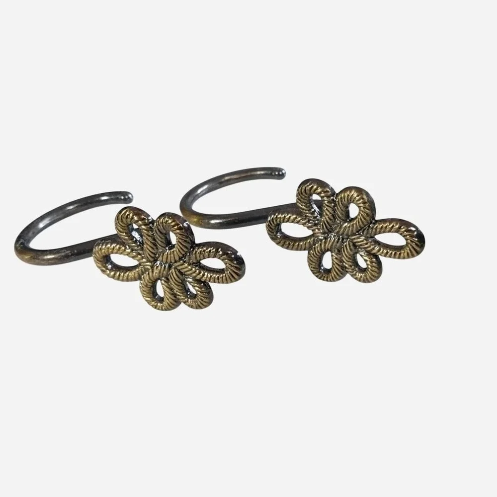 Set of 12 Gold Tone Metal Shower Curtain Hooks With An Antique Finish